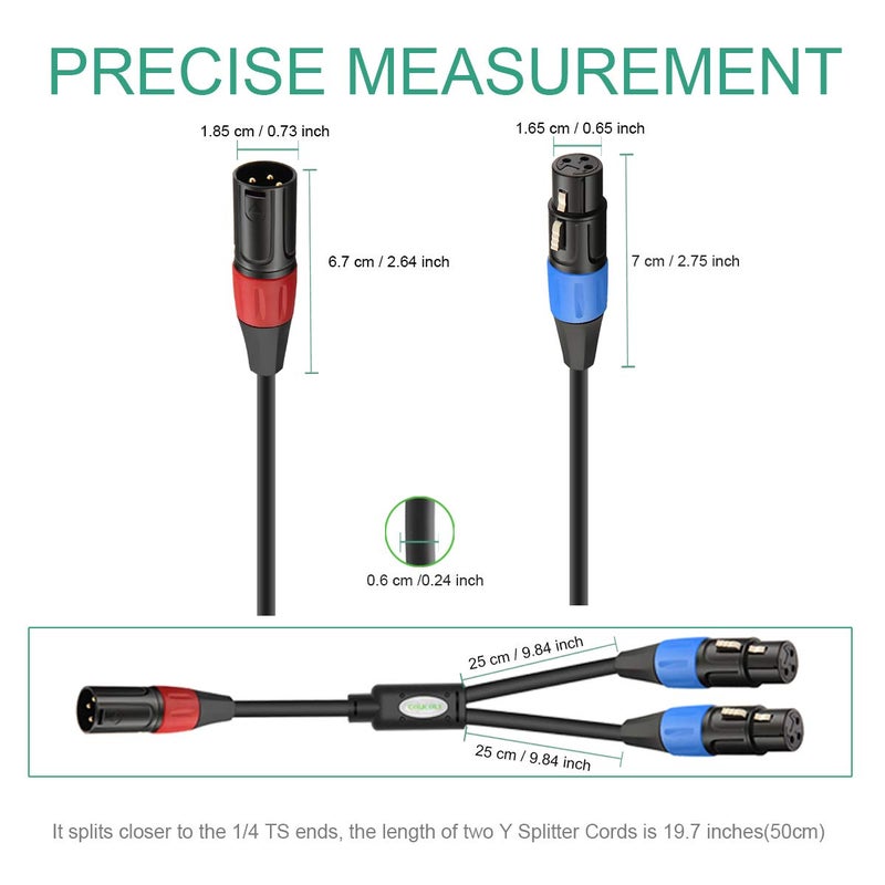 JOMLEY 1.6ft XLR Male to Dual XLR Female Y-Splitter Microphone Cable, Balanced Audio Cable for Mixer, Amplifier, Microphone - Image 5